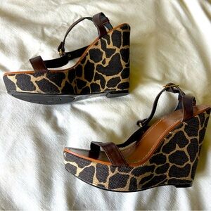 Ralph Lauren Animal Print Wedge Sandals - Size 8